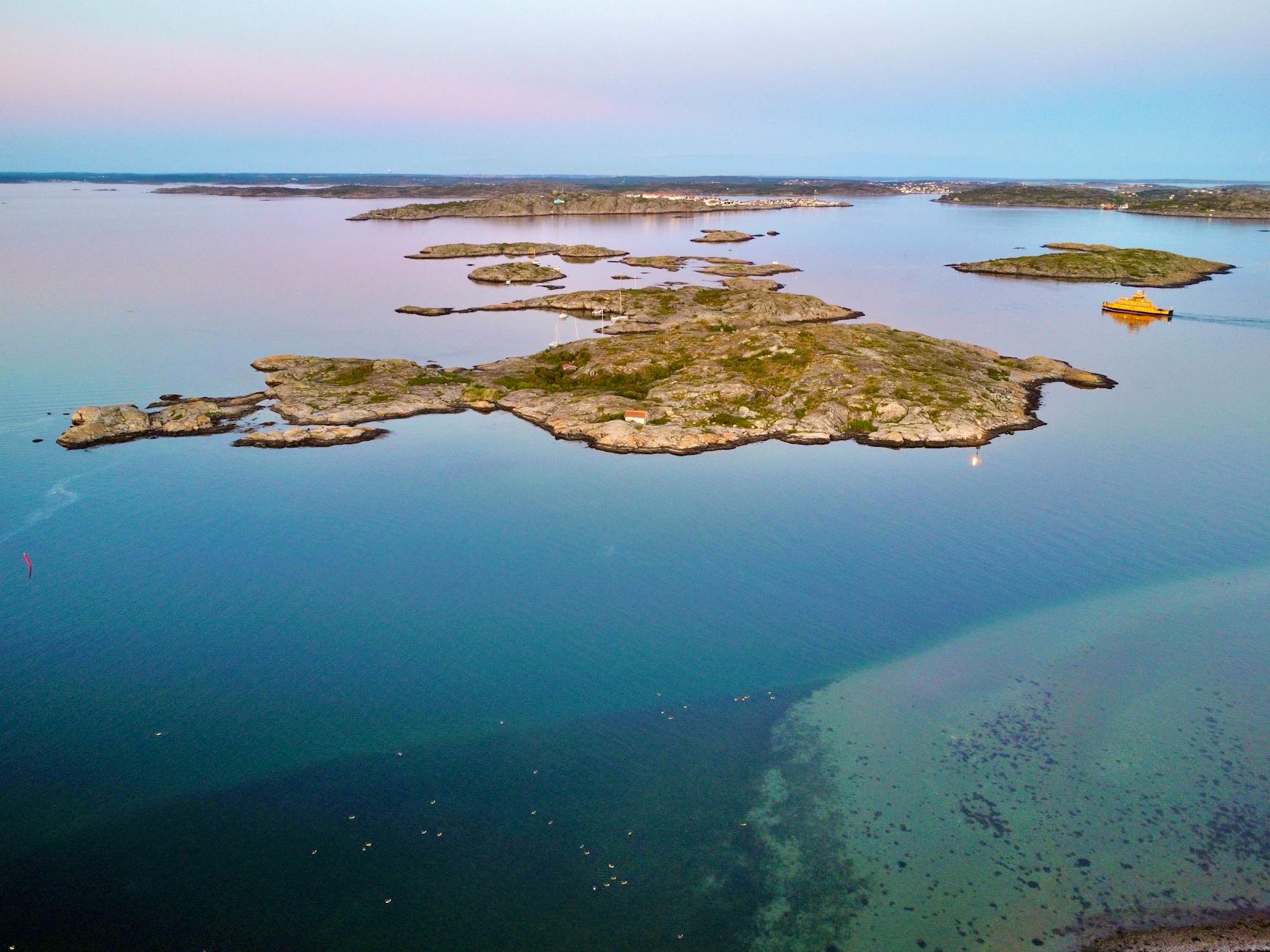 Aerial view of the Stockholm archipelago islands a ferry map helps navigate