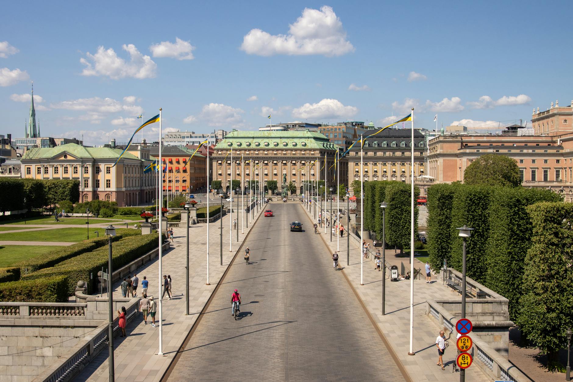 Swedish phrases for tourists — Stockholm street with Swedish signage